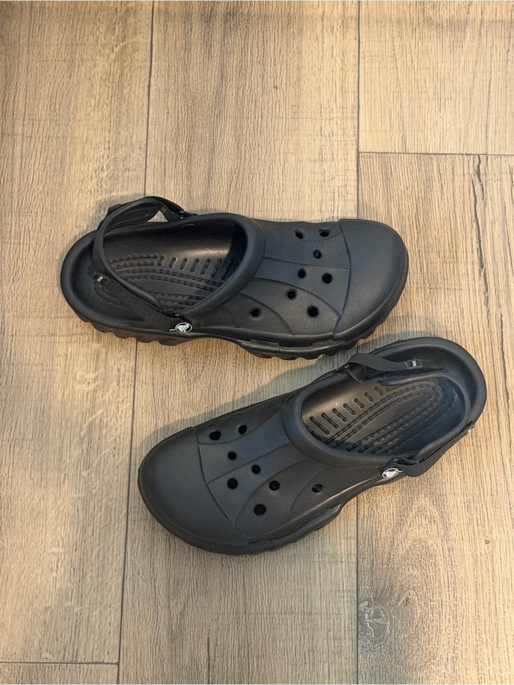 Crocs Black Boulder Colorado Clogs Casual Shoes Size Mens 11 comfort strap EUC